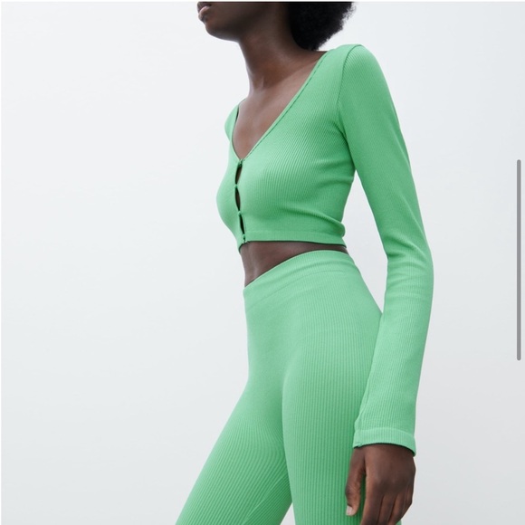 NWOT! Zara Seamless Mini Cardigan - Kelly Green, Size XS/S - Picture 6 of 6